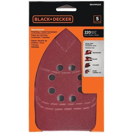 BLACK & DECKER Sandpaper, 220 Grit, Medium BDAMM220